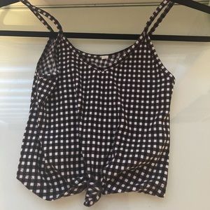 me to we checkered tie crop top